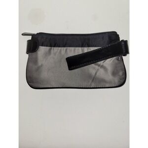 Victoria Secret Gray With Black Accent Satin Make-up Bag New Without Tags